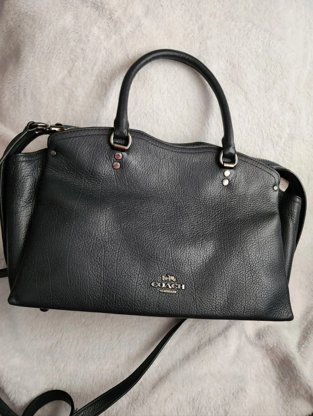 Coach Drew Satchel Crossbody Shoulder Bag Leather with Snakeskin Trim